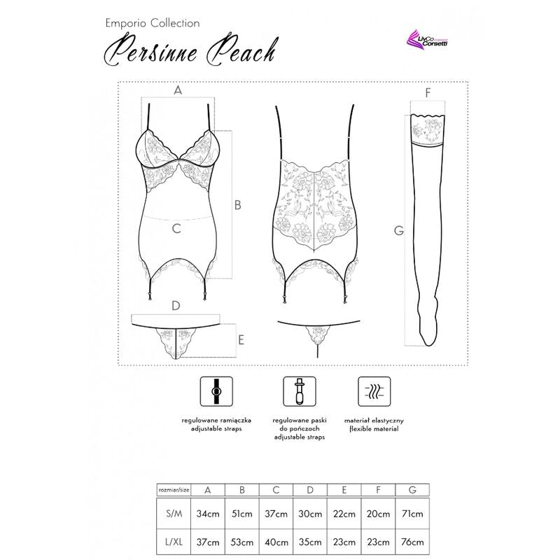 LIVCO CORSETTI FASHION - ENSEMBLE CORSET + CULOTTE + BAS PERSINNE PEACH