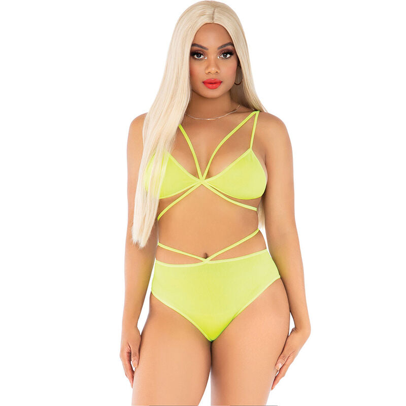 LEG AVENUE - TOP &amp; CULOTTE JAUNE AVEC BRETELLES