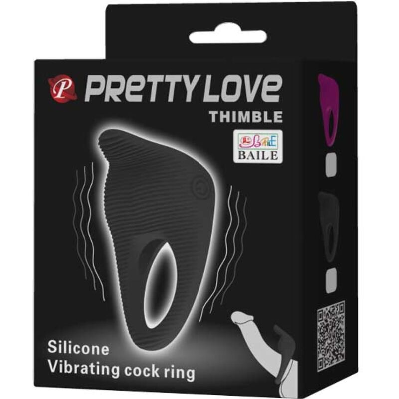 PRETTY LOVE - THIMBLE VIBRATOR RING BLACK - 53Xshop