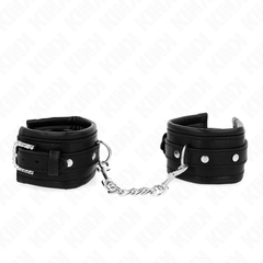 KINK - ATTACHES DE POIGNET À BOUCLE EN STRASS NOIRES RÉGLABLES 25-32 CM X 5,5 CM