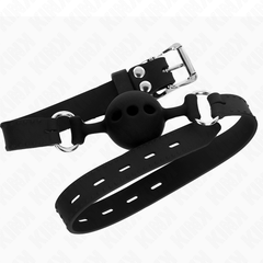 KINK - BÂILLON ENTIÈREMENT EN SILICONE 55 x 2 CM AVEC BOULE DE 4 CM TAILLE S NOIR RÉGLABLE 35-51 CM