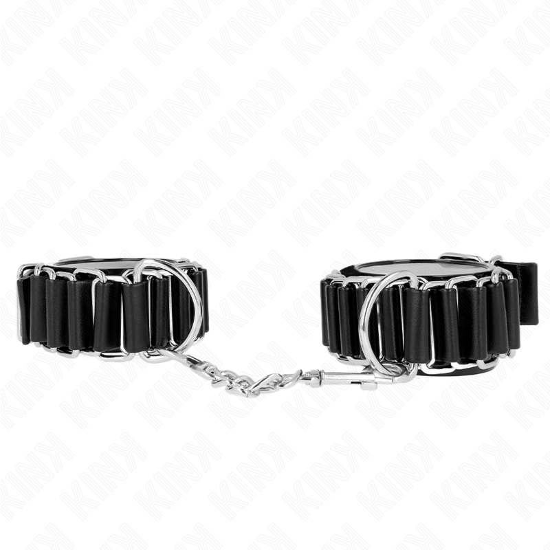 KINK - ATTACHES DE POIGNET FINES DE TYPE CHARNIÈRE NOIRES RÉGLABLES 16-22 CM X 3,5 CM