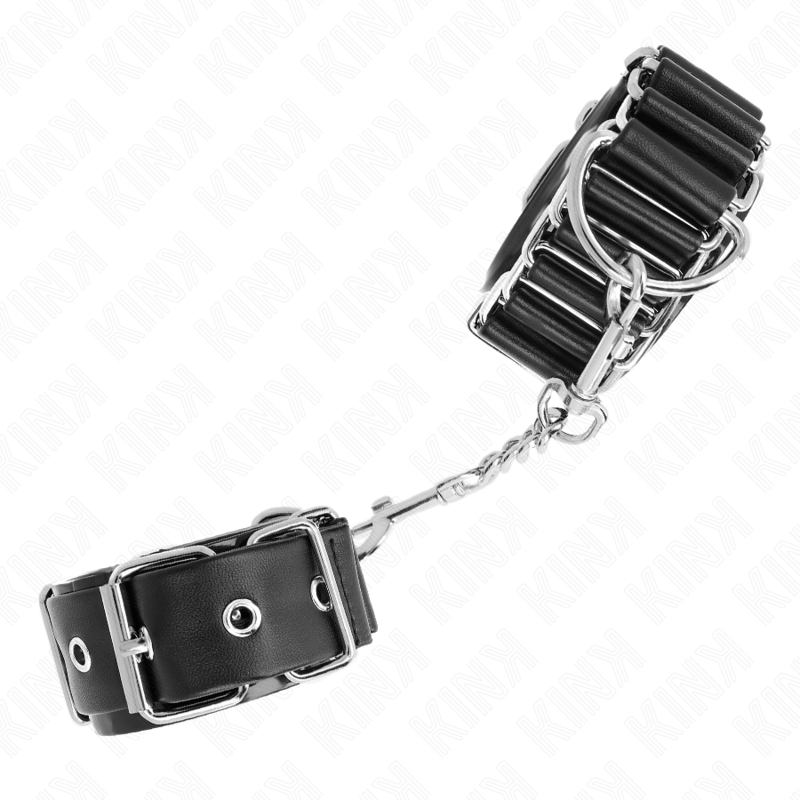 KINK - ATTACHES DE POIGNET FINES DE TYPE CHARNIÈRE NOIRES RÉGLABLES 16-22 CM X 3,5 CM