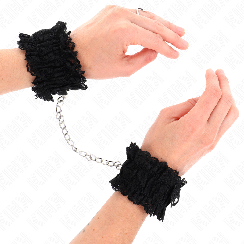 KINK - ATTACHES DE POIGNET ÉLASTIQUES EN DENTELLE NEGRO