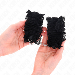 KINK - ATTACHES DE POIGNET ÉLASTIQUES EN DENTELLE NEGRO