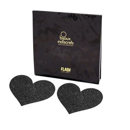 BIJOUX - INDISCRETS FLASH BLACK HEART NIPPLE CUTS - 53Xshop