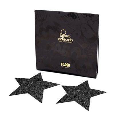 BIJOUX - INDISCRETS FLASH BLACK STAR NIPPLE CAPS - 53Xshop