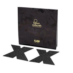 BIJOUX - INDISCRETS FLASH CROSS BLACK NIPPLE CAPS - 53Xshop