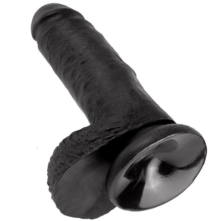 KING COCK - 7 DILDO BLACK WITH BALLS 17.8 CM - 53Xshop