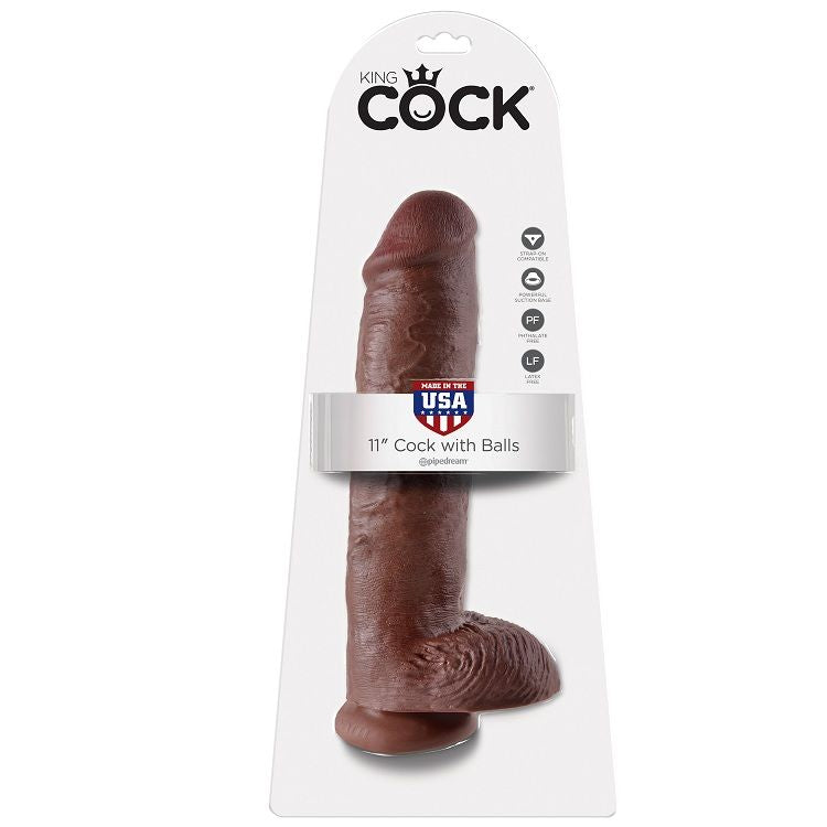 KING COCK - 11 DILDO BROWN WITH BALLS 28 CM - 53Xshop