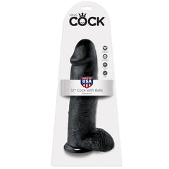 KING COCK - 12 DILDO BLACK WITH BALLS 30.48 CM - 53Xshop