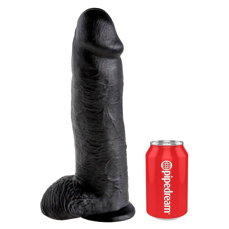 KING COCK - 12 DILDO BLACK WITH BALLS 30.48 CM - 53Xshop