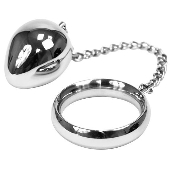 METAL HARD - COCK RING 45MM + CHAIN WITH METAL BALL - 53Xshop