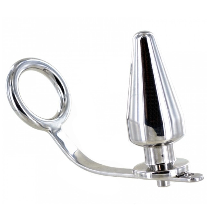 METAL HARD - STEEL RING WITH ANAL PLUG 80 X 55 MM - 53Xshop