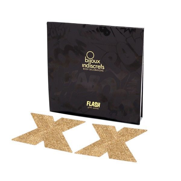 BIJOUX - INDISCRETS FLASH CROSS GOLD NIPPLE COVERS - 53Xshop