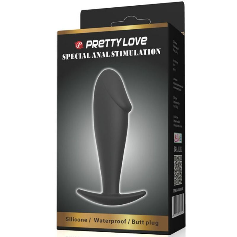 PRETTY LOVE - ANAL PLUG SILICONE PENIS FORM BLACK - 53Xshop