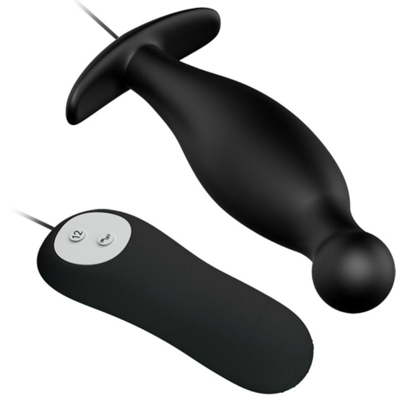 PRETTY LOVE - SILICONE ANAL PLUG 12 VIBRATION MODES BLACK - 53Xshop