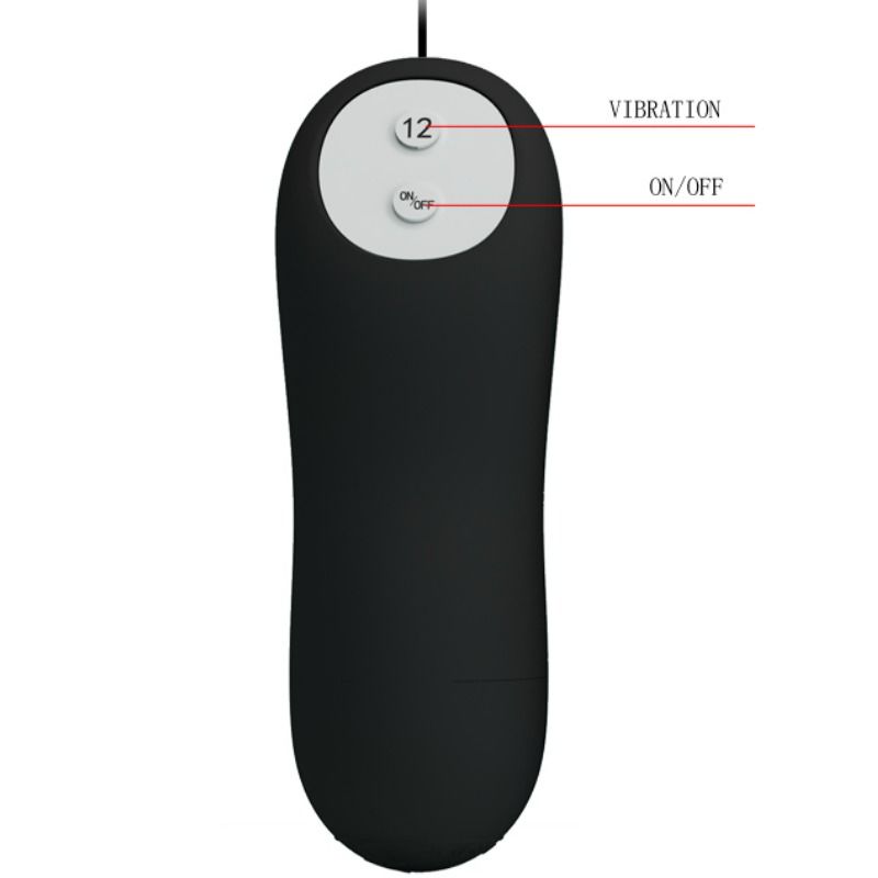 PRETTY LOVE - SILICONE ANAL PLUG 12 VIBRATION MODES BLACK - 53Xshop