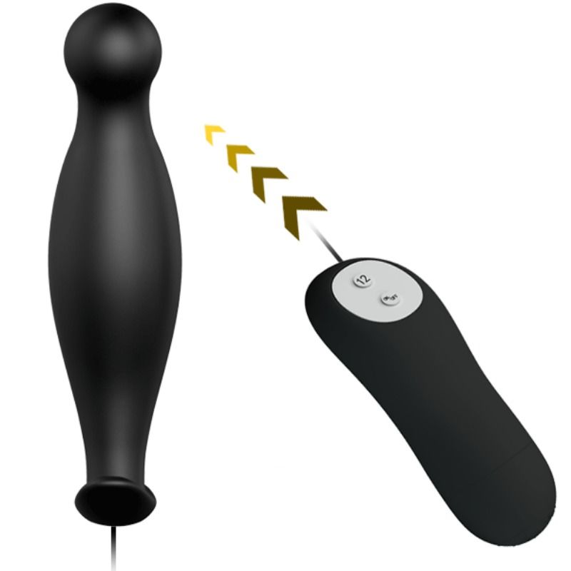 PRETTY LOVE - SILICONE ANAL PLUG 12 VIBRATION MODES BLACK - 53Xshop