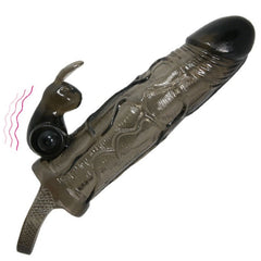 BAILE - BRAVE MAN PENIS COVER WITH RABBIT BLACK 16.5 CM - 53Xshop