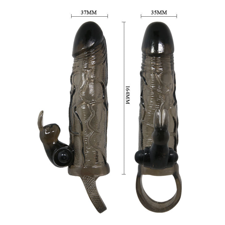 BAILE - BRAVE MAN PENIS COVER WITH RABBIT BLACK 16.5 CM - 53Xshop