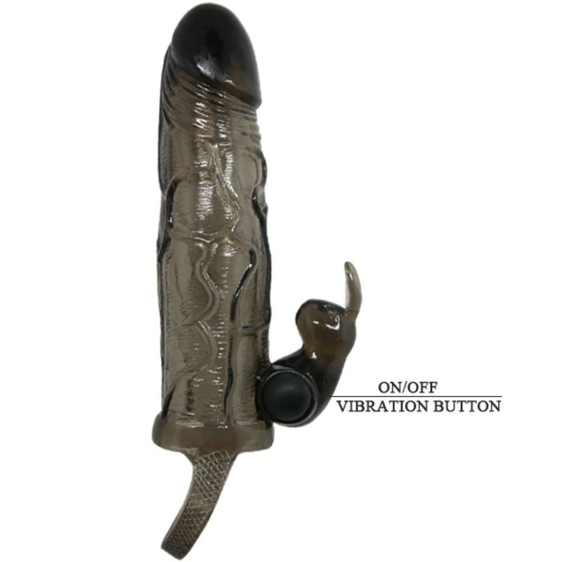 BAILE - BRAVE MAN PENIS COVER WITH RABBIT BLACK 16.5 CM - 53Xshop