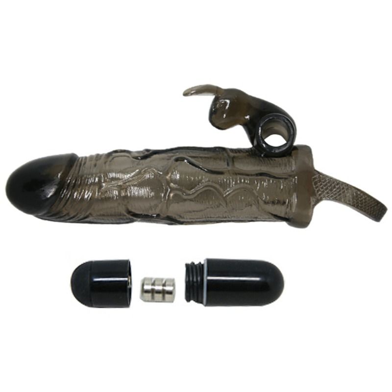BAILE - BRAVE MAN PENIS COVER WITH RABBIT BLACK 16.5 CM - 53Xshop