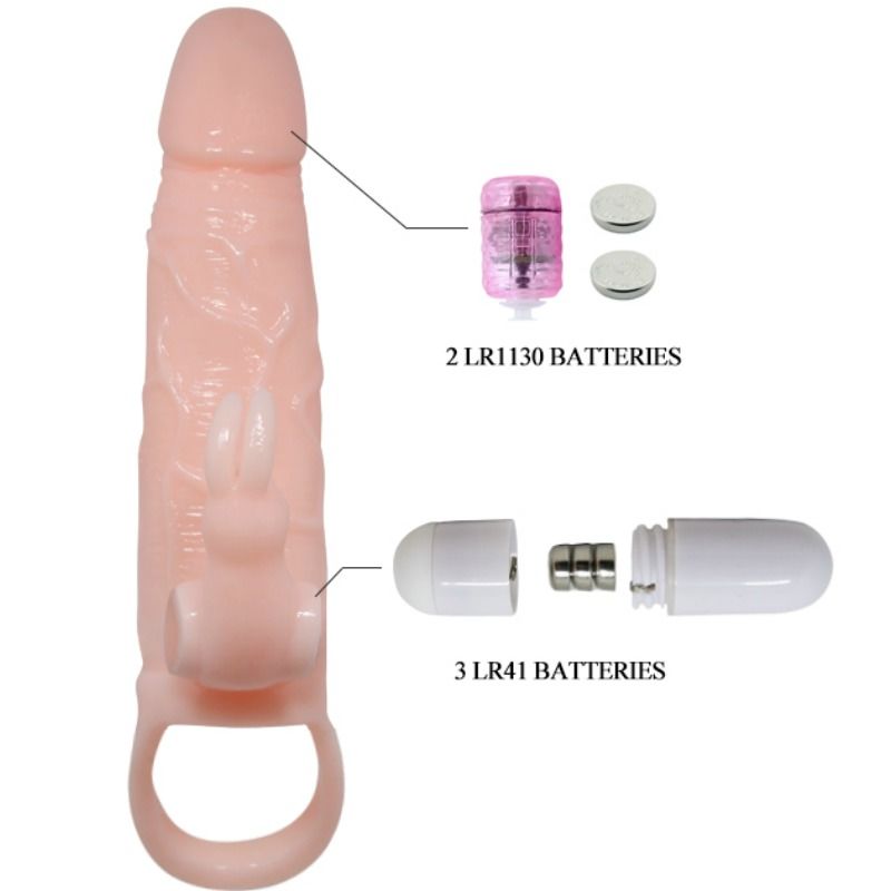BAILE - BRAVE MAN PENIS COVER WITH RABBIT AND DOUBLE ENGINE FLESH 16.5 CM - 53Xshop