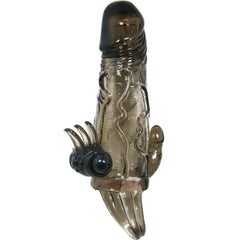 BAILE - BRAVE MAN PENIS COVER WITH CLIT AND ANAL STIMULATION DOUBLE BULLET BLACK 16.5 CM - 53Xshop