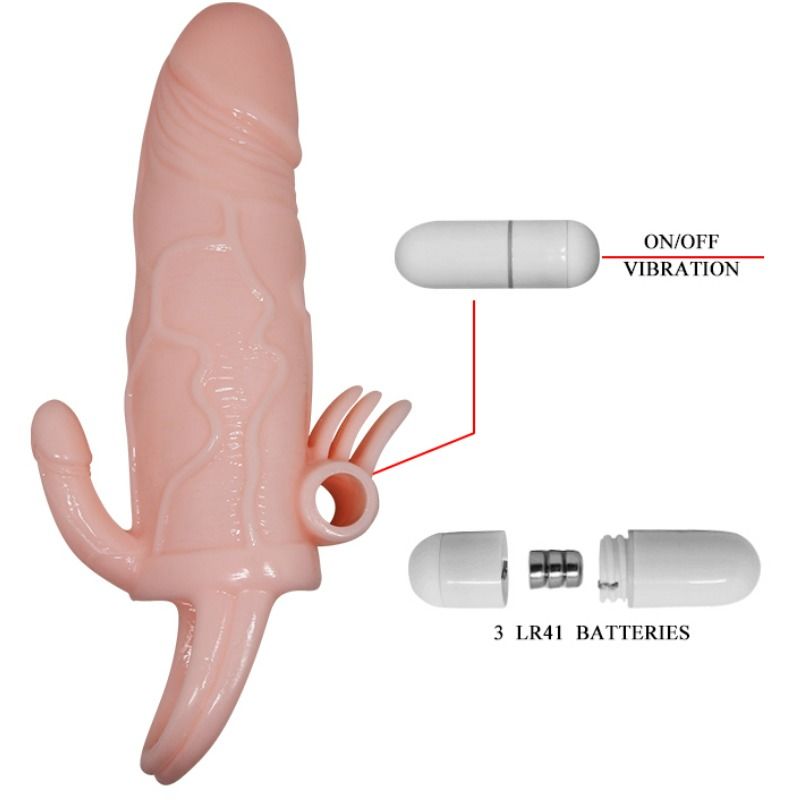 BAILE - BRAVE MAN PENIS COVER WITH CLIT AND ANAL STIMULATION FLESH 16.5 CM - 53Xshop