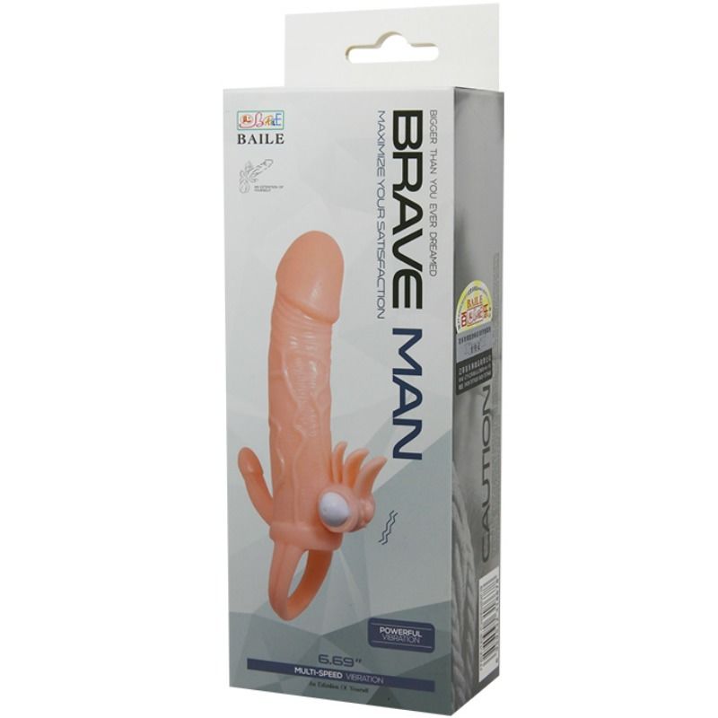 BAILE - BRAVE MAN PENIS COVER WITH CLIT AND ANAL STIMULATION FLESH 16.5 CM - 53Xshop