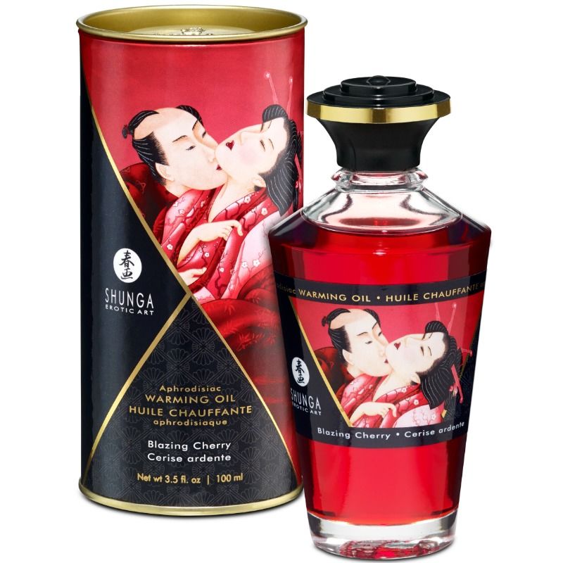 SHUNGA - HEAT EFFECT MASSAGE OIL INTENSE CHERRY FLAVOR 100 ML - 53Xshop