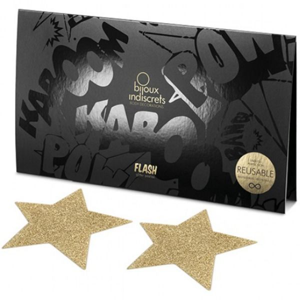 BIJOUX - INDISCRETS FLASH GOLDEN STAR NIPPLE COVERS - 53Xshop