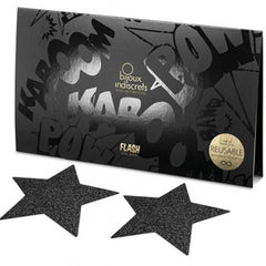 BIJOUX - INDISCRETS FLASH BLACK STAR NIPPLE CAPS - 53Xshop