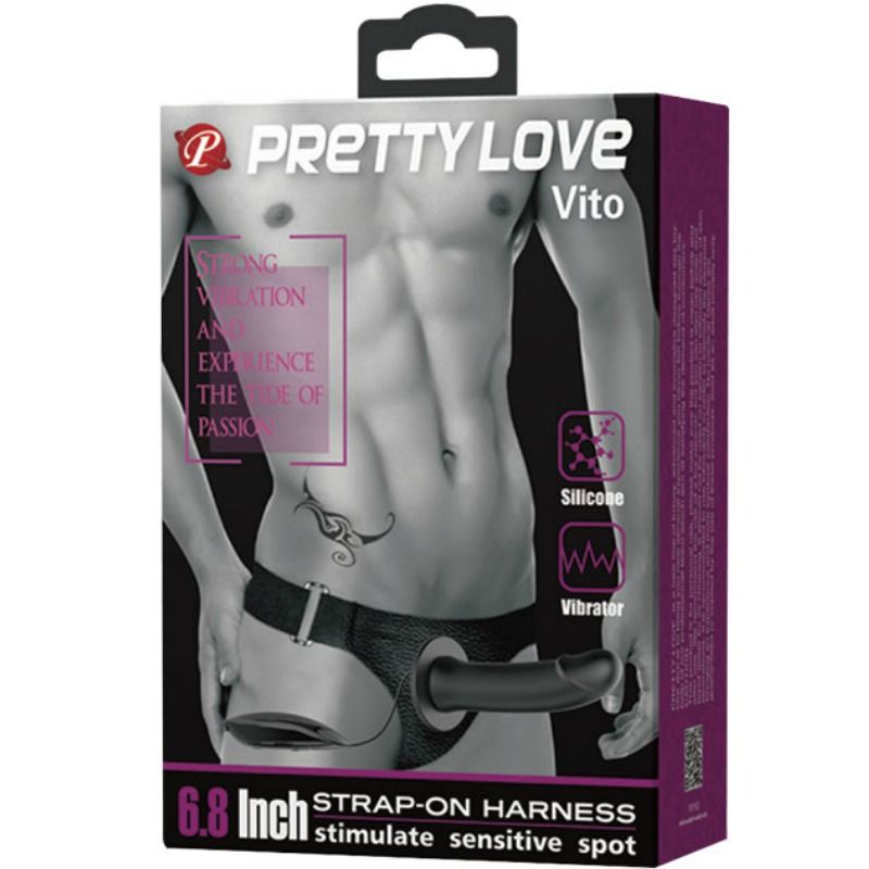 PRETTY LOVE - VITO STRAP ON WITH HOLLOW DILDO AND VIBRATION 17.3 CM - 53Xshop