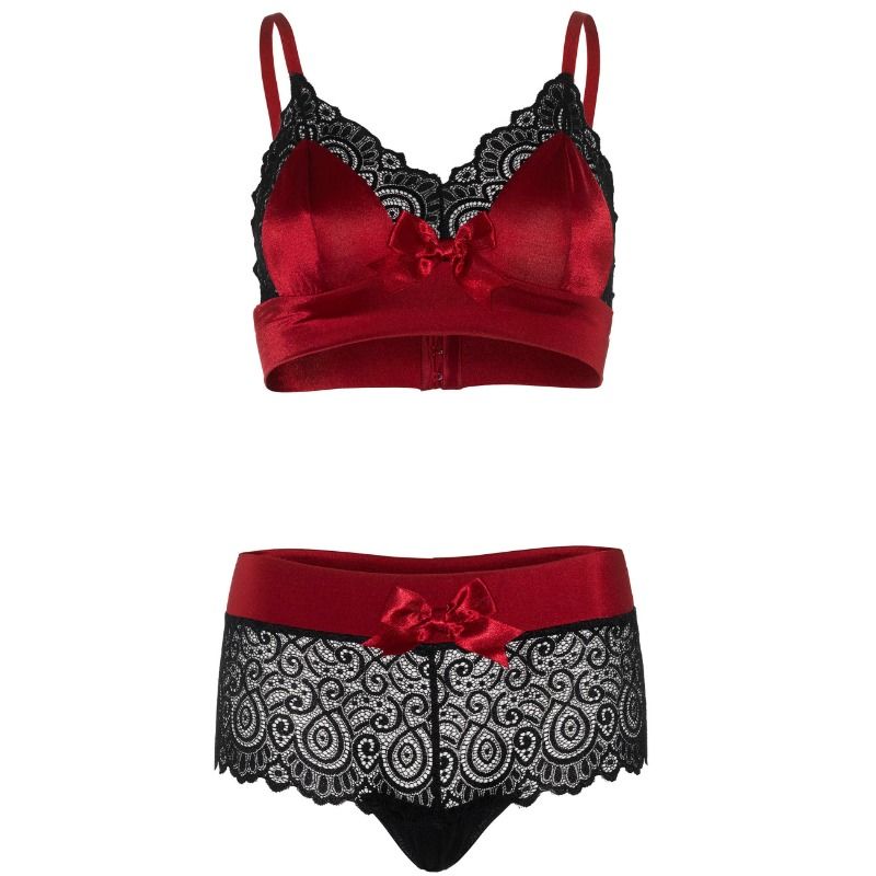 LEG AVENUE - 2 PIECES SET BLACK AND RED S/M - 53Xshop