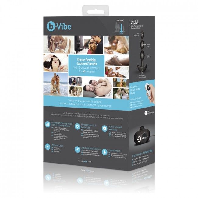 B-VIBE - TRIPLET ANAL REMOTE CONTROL BEADS BLACK - 53Xshop