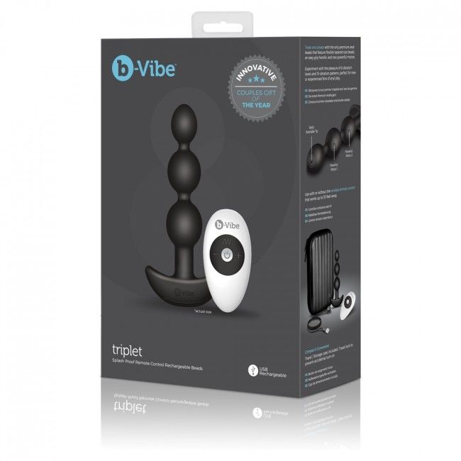 B-VIBE - TRIPLET ANAL REMOTE CONTROL BEADS BLACK - 53Xshop
