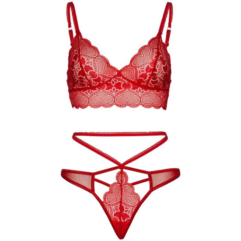 LEG AVENUE - 2 PIECES SET LACE BRALETTE AND THONG S/M - 53Xshop