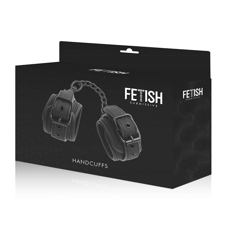 FETISH SUBMISSIVE - VEGAN LEATHER HANDCUFFS WITH NOPRENE LINING - 53Xshop