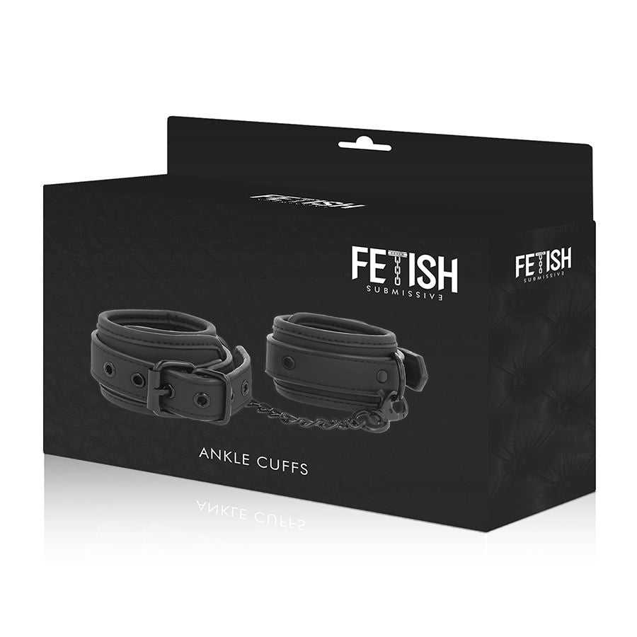FETISH SUBMISSIVE - VEGAN LEATHER ANKLE CUFFS WITH NOPRENE LINING - 53Xshop