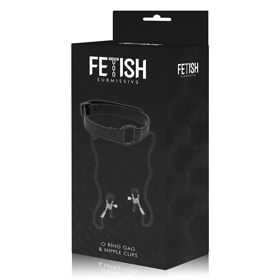 FETISH SUBMISSIVE - GAG RING WITH NIPPLE CLAMPS - 53Xshop