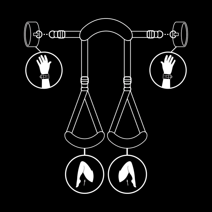 FETISH SUBMISSIVE - OPEN LEGS POSITION WITH NOPRENE LINING HANDCUFFS - 53Xshop