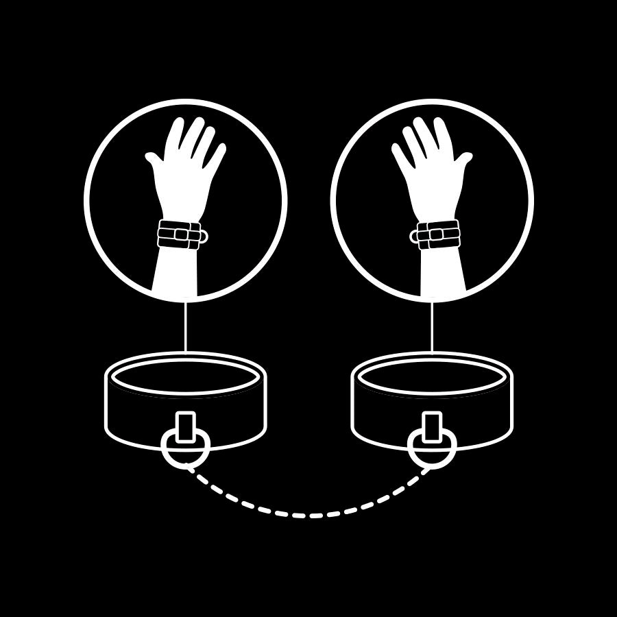 FETISH SUBMISSIVE - VEGAN LEATHER HANDCUFFS WITH NOPRENE LINING - 53Xshop