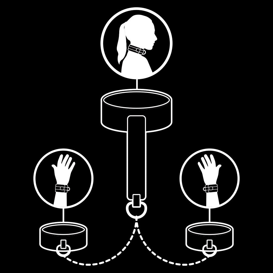 FETISH SUBMISSIVE - VEGAN LEATHER NECKLACE AND HANDCUFFS WITH NOPRENE LINING - 53Xshop