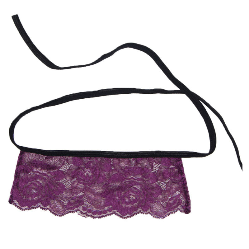 SUBBLIME - CORSET THONG AND BLINDFOLD BLACK AND PURPLE S/M - 53Xshop