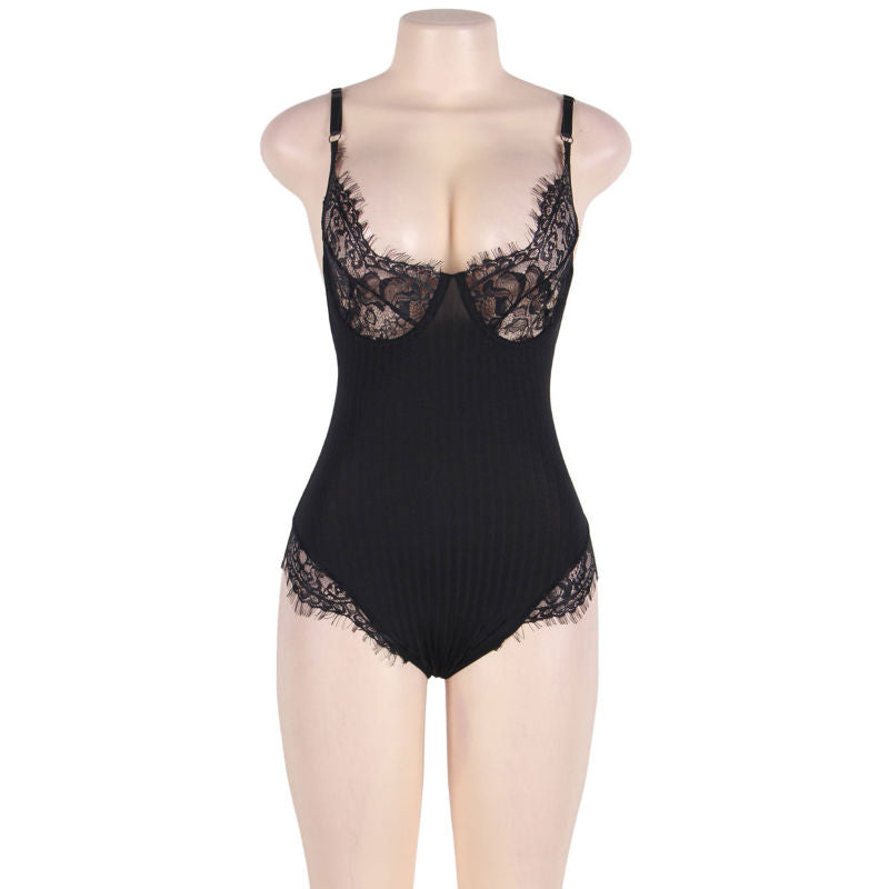 SUBBLIME - QUEEN PLUS TEDDY WITH CLEARS AND FRINGES BLACK - 53Xshop