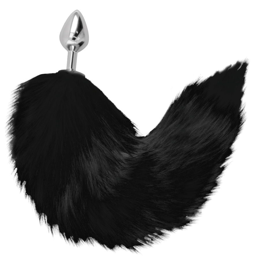 DARKNESS - SILVER ANAL PLUG 8 CM WITH BLACK TAIL - 53Xshop