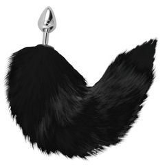 DARKNESS - SILVER ANAL PLUG 8 CM WITH BLACK TAIL - 53Xshop