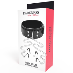 DARKNESS - COLLAR WITH NIPPLE CLAMPS BLACK - 53Xshop
